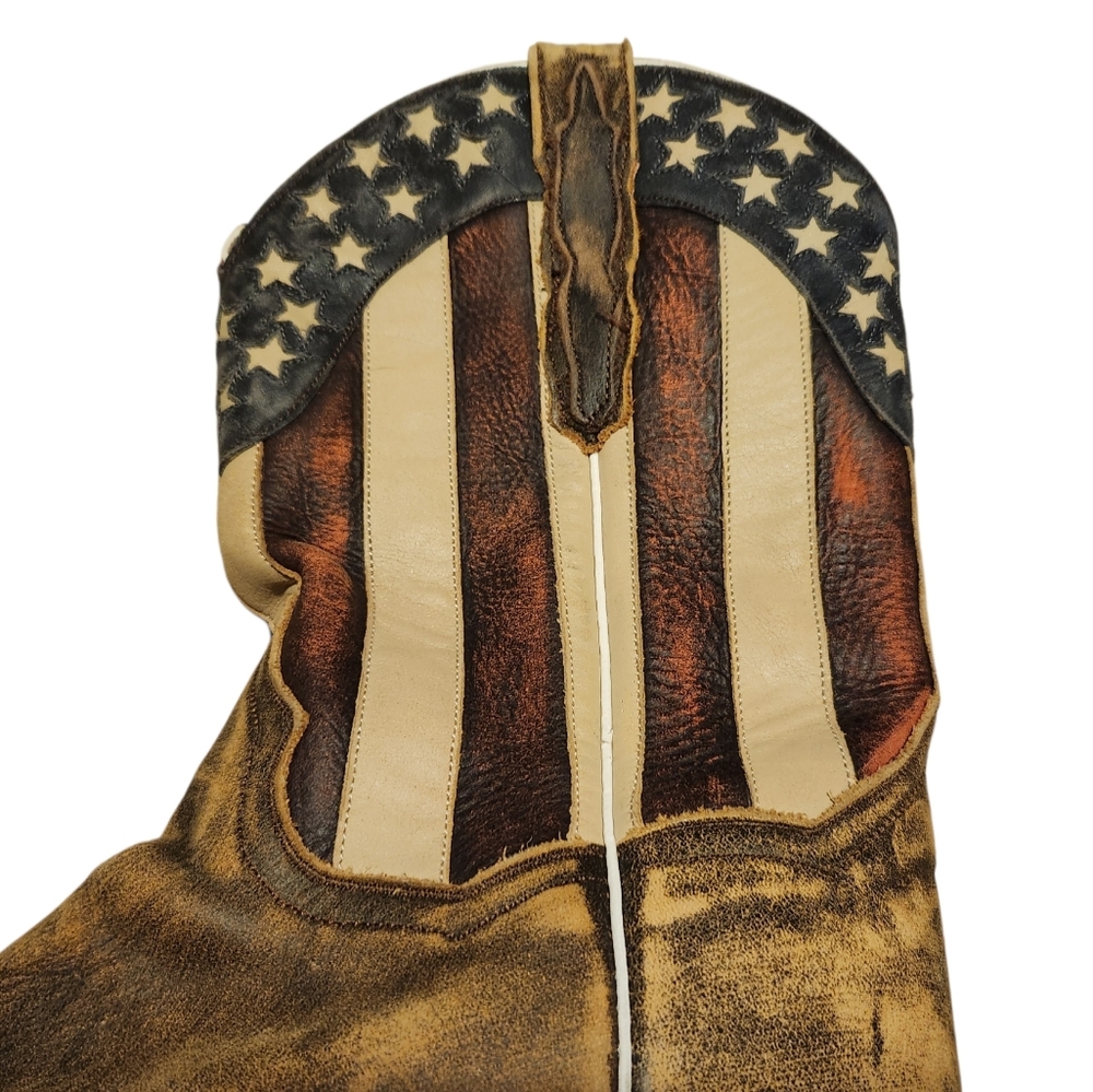 Women's Size 9.5 Dan Post Liberty American Flag Leather Snip Toe Cowboy Boots - Picture 2 of 7